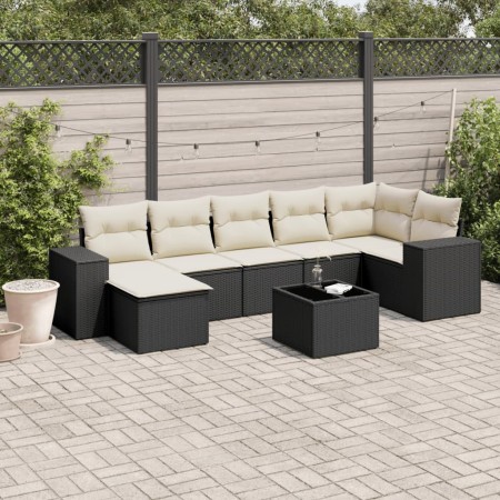 8-teiliges Gartensofa-Set und schwarze synthetische Rattankissen von , Gartensets - Ref: Foro24-3222885, Preis: 540,27 €, Rab...