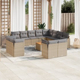 Gartensofa-Set mit Kissen, 13-teilig, beiges synthetisches Rattan von , Gartensets - Ref: Foro24-3223952, Preis: 898,99 €, Ra...