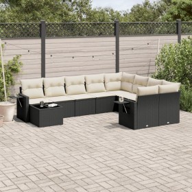 Gartensofa-Set 10-teilig mit schwarzen synthetischen Rattankissen von , Gartensets - Ref: Foro24-3220655, Preis: 624,92 €, Ra...