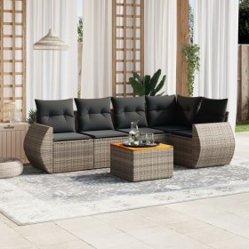 6-teiliges Gartenmöbel-Set und graue synthetische Rattankissen von , Gartensets - Ref: Foro24-3224996, Preis: 401,99 €, Rabat...