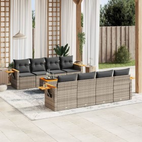 9-teiliges Gartenmöbel-Set und graue synthetische Rattankissen von , Gartensets - Ref: Foro24-3226662, Preis: 643,83 €, Rabat...