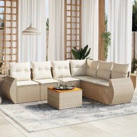 7-teiliges Gartensofa-Set und beigefarbene synthetische Rattankissen von , Gartensets - Ref: Foro24-3225022, Preis: 588,75 €,...