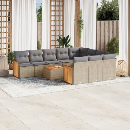 11-teiliges Gartensofa-Set mit beigen synthetischen Rattankissen von , Gartensets - Ref: Foro24-3228026, Preis: 758,21 €, Rab...