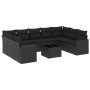 Gartensofa-Set 10-teilig mit schwarzen synthetischen Rattankissen von , Modulare Sofas für den Außenbereich - Ref: Foro24-325...