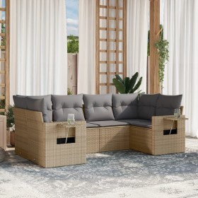 Gartensofa-Set mit Kissen, 6-teilig, beiges synthetisches Rattan von , Gartensets - Ref: Foro24-3252916, Preis: 501,57 €, Rab...