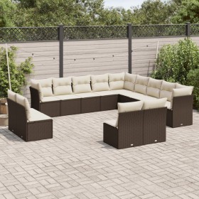 Gartensofa-Set mit Kissen 13-teilig aus braunem PE-Rattan von , Gartensets - Ref: Foro24-3218493, Preis: 843,99 €, Rabatt: %