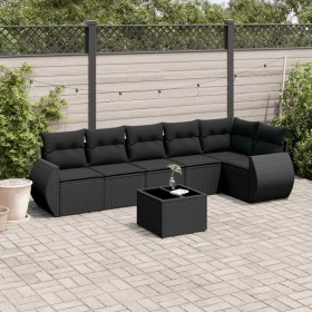 7-teiliges Garten-Essset und schwarze Kissen aus synthetischem Rattan von , Gartensets - Ref: Foro24-3221394, Preis: 468,31 €...