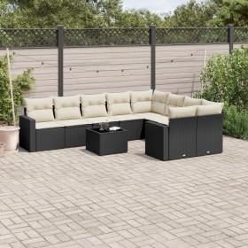 Gartensofa-Set 10-teilig mit schwarzen synthetischen Rattankissen von , Gartensets - Ref: Foro24-3219436, Preis: 619,79 €, Ra...