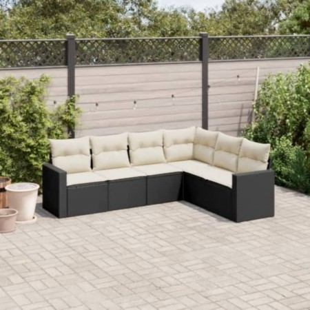 6-teiliges Gartensofa-Set und schwarze synthetische Rattankissen von , Gartensets - Ref: Foro24-3218996, Preis: 400,40 €, Rab...