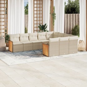 Gartensofa-Set mit beigen Kissen, 10-teilig, synthetisches Rattan von , Gartensets - Ref: Foro24-3228018, Preis: 750,99 €, Ra...