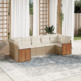 7-teiliges Gartensofa-Set und beigefarbene synthetische Rattankissen von , Gartensets - Ref: Foro24-3227948, Preis: 606,99 €,...