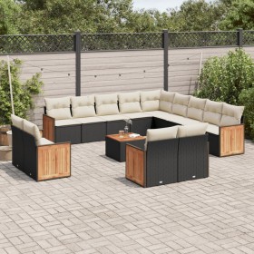 14-teiliges Gartensofa-Set mit schwarzen synthetischen Rattankissen von , Gartensets - Ref: Foro24-3228212, Preis: 948,36 €, ...