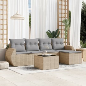 Garden sofa set with cushions 6 pieces beige synthetic rattan by , Garden sets - Ref: Foro24-3221298, Price: 398,99 €, Discou...