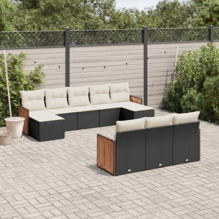 Garden sofa set 10 pieces with black synthetic rattan cushions by , Garden sets - Ref: Foro24-3228093, Price: 606,11 €, Disco...