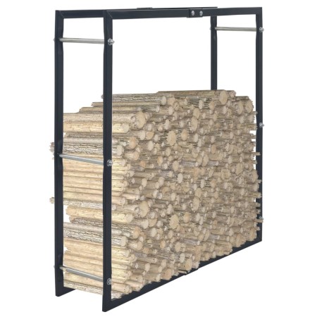 Black steel log holder 100x25x100 cm by vidaXL, Firewood bags and holders - Ref: Foro24-286288, Price: 55,99 €, Discount: %