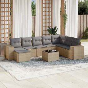 Set de sofás de jardín 9 pzas con cojines ratán sintético beige de , Conjuntos de jardín - Ref: Foro24-3222968, Precio: 609,9...