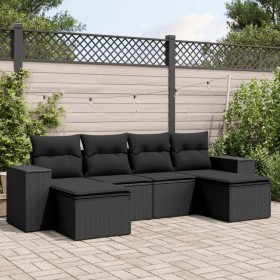 6-piece garden sofa set and black synthetic rattan cushions by , Garden sets - Ref: Foro24-3222914, Price: 374,75 €, Discount: %