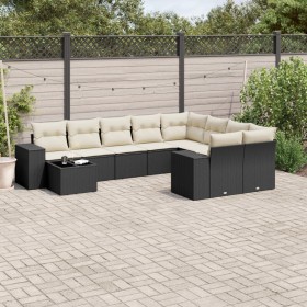 Gartensofa-Set 10-teilig mit schwarzen synthetischen Rattankissen von , Gartensets - Ref: Foro24-3223055, Preis: 653,47 €, Ra...