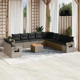 12-teiliges Gartensofa-Set mit grauen synthetischen Rattankissen von , Modulare Sofas für den Außenbereich - Ref: Foro24-3224...