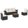 6-teiliges Gartensofa-Set und schwarze synthetische Rattankissen von , Modulare Sofas für den Außenbereich - Ref: Foro24-3224...