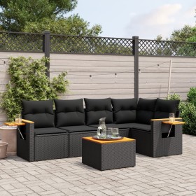 6-piece garden sofa set and black synthetic rattan cushions by , Garden sets - Ref: Foro24-3226790, Price: 377,82 €, Discount: %