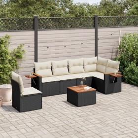 7-teiliges Garten-Essset und schwarze Kissen aus synthetischem Rattan von , Gartensets - Ref: Foro24-3226861, Preis: 456,09 €...