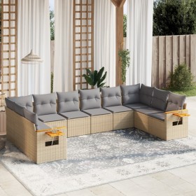 Gartensofa-Set mit beigen Kissen, 10-teilig, synthetisches Rattan von , Gartensets - Ref: Foro24-3259567, Preis: 682,61 €, Ra...