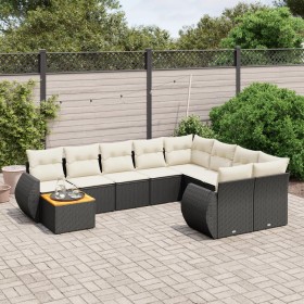 Gartensofa-Set 10-teilig mit schwarzen synthetischen Rattankissen von , Gartensets - Ref: Foro24-3225167, Preis: 628,29 €, Ra...