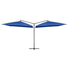 Azure blue steel pole double garden umbrella 250x250 cm by vidaXL, Umbrellas - Ref: Foro24-47327, Price: 135,17 €, Discount: %