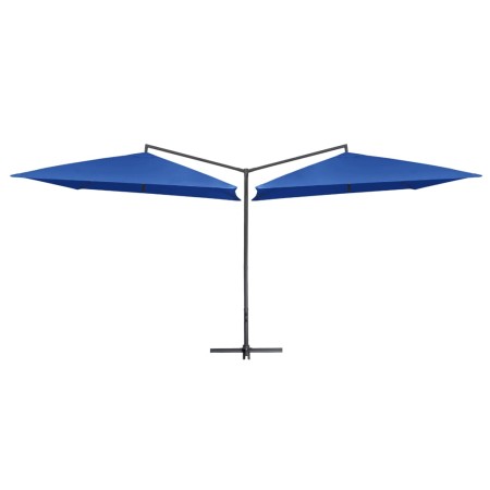 Azure blue steel pole double garden umbrella 250x250 cm by vidaXL, Umbrellas - Ref: Foro24-47327, Price: 135,99 €, Discount: %