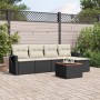 6-teiliges Gartensofa-Set und schwarze synthetische Rattankissen von , Modulare Sofas für den Außenbereich - Ref: Foro24-3224...