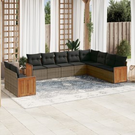 Set de sofás de jardín 10 pzas con cojines ratán sintético gris de , Conjuntos de jardín - Ref: Foro24-3227796, Precio: 680,7...