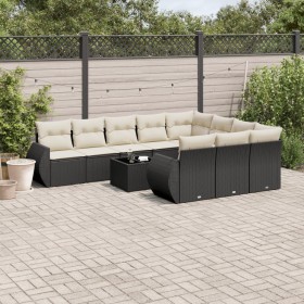 11-teiliges Gartensofa-Set und schwarze synthetische Rattankissen von , Gartensets - Ref: Foro24-3254233, Preis: 651,55 €, Ra...