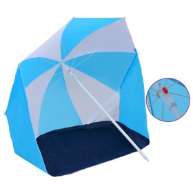 Blue and white fabric beach shelter umbrella 180 cm by vidaXL, tents - Ref: Foro24-47807, Price: 28,69 €, Discount: %