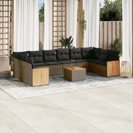 11-piece garden sofa set and gray synthetic rattan cushions by , Garden sets - Ref: Foro24-3228013, Price: 707,63 €, Discount: %