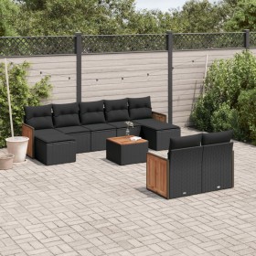 Gartensofa-Set 10-teilig mit schwarzen synthetischen Rattankissen von , Gartensets - Ref: Foro24-3228085, Preis: 575,63 €, Ra...