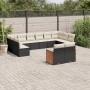 Garden sofa and cushion set 12 pieces black synthetic rattan by , Garden sets - Ref: Foro24-3228121, Price: 710,38 €, Discoun...