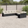 Gartensofa-Set 10-teilig mit schwarzen synthetischen Rattankissen von , Gartensets - Ref: Foro24-3253043, Preis: 593,80 €, Ra...