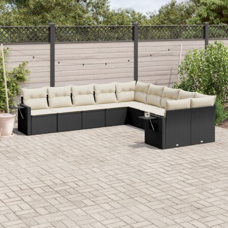 Gartensofa-Set 10-teilig mit schwarzen synthetischen Rattankissen von , Gartensets - Ref: Foro24-3253043, Preis: 593,80 €, Ra...