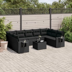 Gartensofa-Set 10-teilig mit schwarzen synthetischen Rattankissen von , Gartensets - Ref: Foro24-3252942, Preis: 737,74 €, Ra...