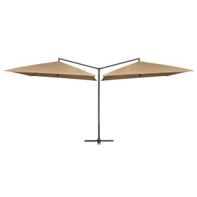 Double umbrella with gray taupe steel pole 250x250 cm by vidaXL, Umbrellas - Ref: Foro24-47323, Price: 129,99 €, Discount: %