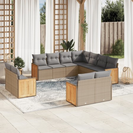 11-teiliges Gartensofa-Set mit beigen synthetischen Rattankissen von , Gartensets - Ref: Foro24-3228180, Preis: 859,85 €, Rab...