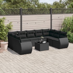 Gartensofa-Set 10-teilig mit schwarzen synthetischen Rattankissen von , Gartensets - Ref: Foro24-3254142, Preis: 664,37 €, Ra...