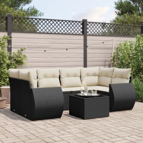 7-teiliges Garten-Essset und schwarze Kissen aus synthetischem Rattan von , Gartensets - Ref: Foro24-3221115, Preis: 504,86 €...