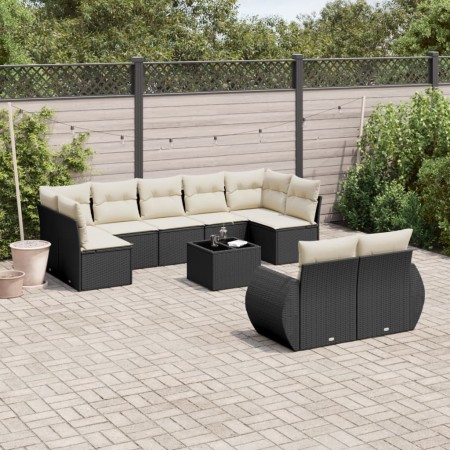 Set de sofás de jardín 10 pzas cojines ratán sintético negro de , Sofás modulares de exterior - Ref: Foro24-3221825, Precio: ...