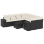 8-teiliges Gartensofa-Set und schwarze synthetische Rattankissen von , Modulare Sofas für den Außenbereich - Ref: Foro24-3222...