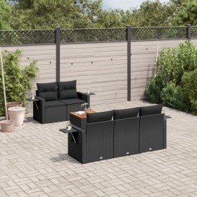 6-piece garden sofa set and black synthetic rattan cushions by , Modular outdoor sofas - Ref: Foro24-3224445, Price: 420,17 €...