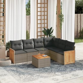 7-piece garden sofa set with gray PE rattan cushions by , Garden sets - Ref: Foro24-3227691, Price: 464,68 €, Discount: %