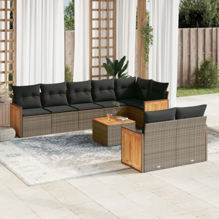 9-piece garden furniture set and gray synthetic rattan cushions by , Garden sets - Ref: Foro24-3227838, Price: 653,36 €, Disc...