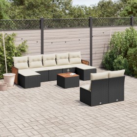 Gartensofa-Set 10-teilig mit schwarzen synthetischen Rattankissen von , Gartensets - Ref: Foro24-3228058, Preis: 549,28 €, Ra...